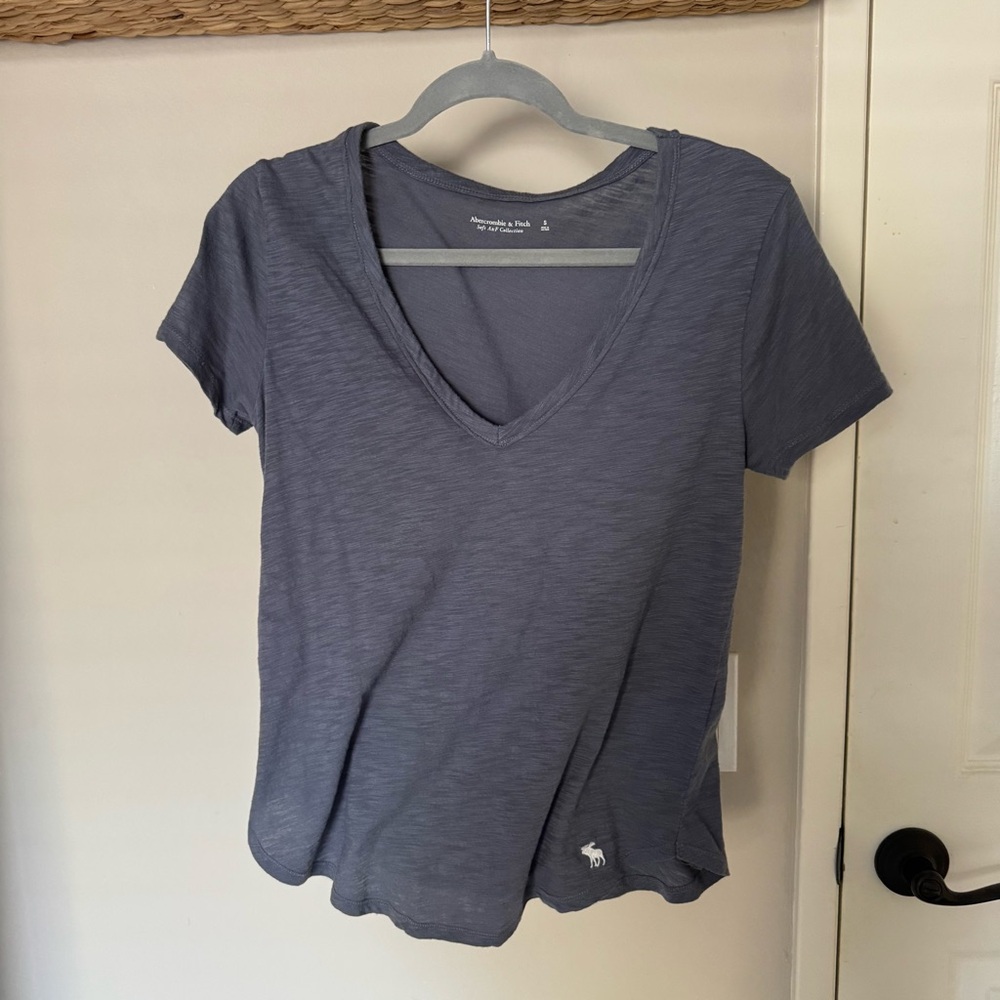 Abercrombie & Fitch Slate Blue V-Neck Tee